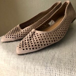 Mauve nude flats with rhinestone detail